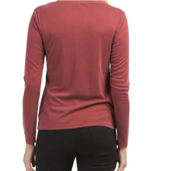Lucky Brand Long Sleeve Ribbed Snap Henley Top in Red Size Small - Picture 2 of 7